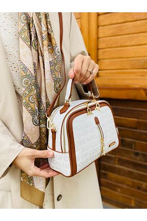 کیف دوشی سفید زنانه چرم مصنوعی Çanta Trend - کد 650675293