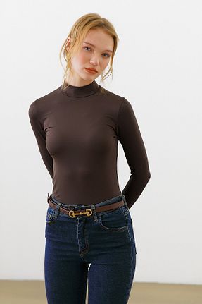 بادی قهوه ای زنانه یقه نیم ماهیگیر urban focus - کد 869160966
