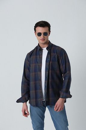 پیراهن آبی مردانه اورسایز Brothers - کد 808942415