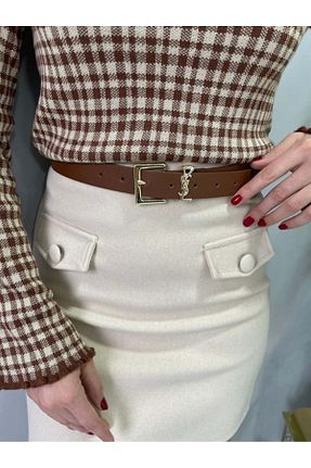 کمربند قهوه ای زنانه چرم مصنوعی Size Özgü - کد 872175485