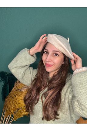 کلاه سفید زنانه نمد Butik - کد 872195032