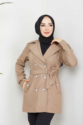 ترنچکت قهوه ای زنانه پنبه پلی استر B.HE.Z - کد 872200252