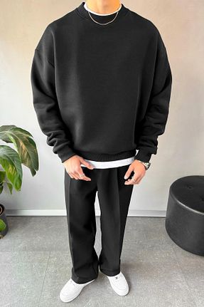 سوئیشرت مشکی مردانه ساده Flaw Wear - کد 872201946