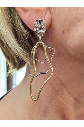 گوشواره جواهر طلائی فلزی ISTBIRD ACCESSORIES - کد 872208765