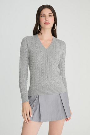 پلیور طوسی زنانه Saç Örgü The Fabrics - کد 872202180