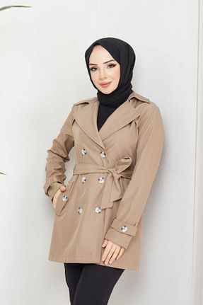 ترنچکت قهوه ای زنانه پنبه پلی استر B.HE.Z - کد 872200252