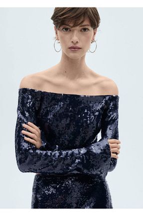 بلوز آبی زنانه ساده MANGO - کد 872235851