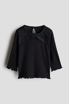 تیشرت مشکی بچه گانه یقه دوچرخه H&M - کد 872241867