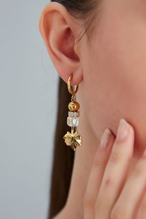 گوشواره استیل (فولاد) طلائی زنانه استیل ضد زنگ Lina Tia - کد 789421832