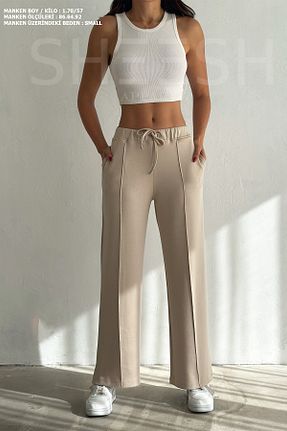 شلوار کرمگن بژ زنانه پاچه گشاد SHEESH APPAREL - کد 872258521