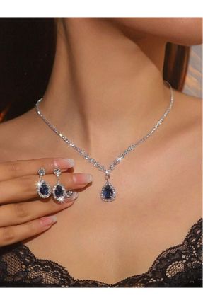 ست جواهر آبی زنانه روکش نقره Estilo Lingerie - کد 851087964