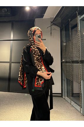 شال قهوه ای زنانه ابریشم BAHARİLTAS - کد 872319126