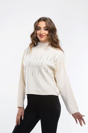 پلیور سفید زنانه ساده MODESBUTİK - کد 872302772