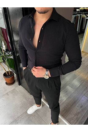 پیراهن مشکی مردانه رگولار Anılfashion - کد 872327742