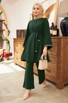ست بالاتنه و پائین تنه حجاب سبز زنانه رگولار VAVİNOR - کد 286823973