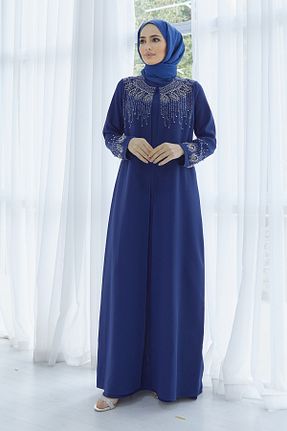 لباس مجلسی حجاب سرمه ای زنانه یقه ایستاده VAVİNOR - کد 637941712