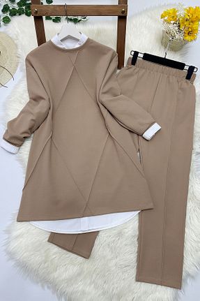 ست بالاتنه و پائین تنه حجاب قهوه ای زنانه رگولار MODAQU - کد 793149116