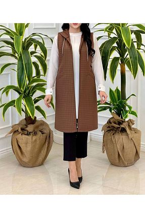 جلیقه حجاب قهوه ای زنانه Relaxed YELDA - کد 872417727