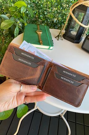 کیف پول قهوه ای مردانه ابعاد کوچک Modica - کد 154172628