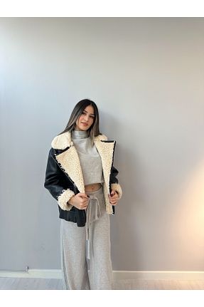 کاپشن مشکی زنانه رگولار Canteks - کد 872444755