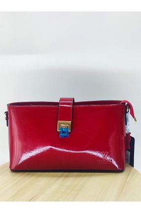 کیف دوشی قرمز زنانه چرم خالص valentina victoria - کد 872463155