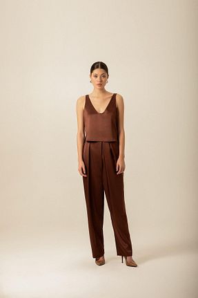 بلوز قهوه ای زنانه ساده Rue - کد 788982507