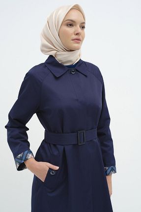 ترنچکت حجاب سرمه ای زنانه پنبه پلی استر Tuğba - کد 877219856