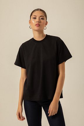تیشرت مشکی زنانه گشاد Rue - کد 781957772