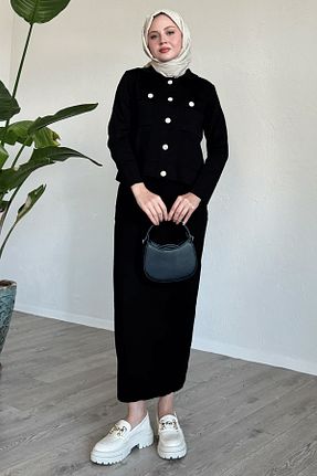 ست بالاتنه و پائین تنه حجاب مشکی زنانه رگولار InStyle - کد 872474800