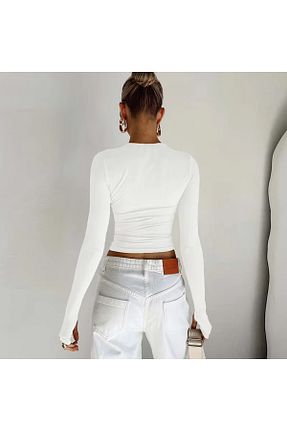 بادی سفید زنانه یقه دوچرخه GARDIROZA - کد 869306478