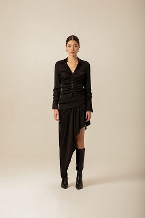 پیراهن مشکی زنانه Asimetrik Rue - کد 789026638