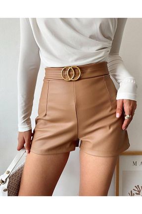 دامن بژ زنانه چرم مصنوعی Haan - کد 872486089