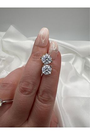 گوشواره الماس سفید نگین دار Crystal Diamond Zirconia - کد 856106939