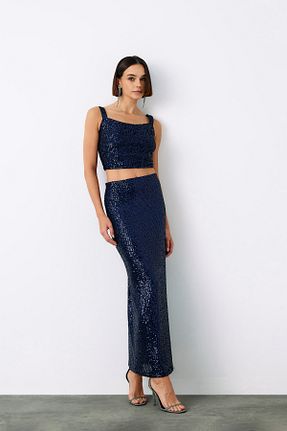 دامن سرمه ای زنانه Sateen - کد 872522528