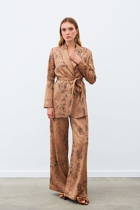 شلوار قهوه ای زنانه پلی استر Sateen - کد 872522407