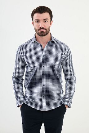 پیراهن سرمه ای مردانه اسلیم فیت Mcr - کد 872532775