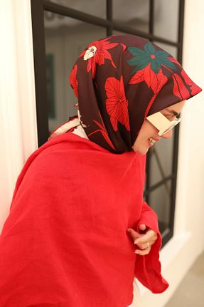 روسری قرمز 90 x 90 Silk Home - کد 872526771