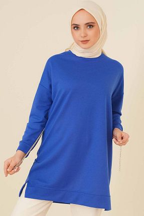 سوئیشرت حجاب آبی زنانه پنبه پلی استر BYKUZEYARAS - کد 872556607