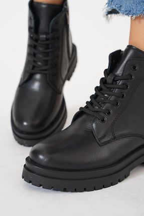 بوت / نیم بوت مشکی زنانه چرم خالص Moda Pie - کد 872708965