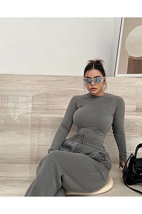بادی طوسی زنانه یقه دوچرخه Gofeel - کد 872680809