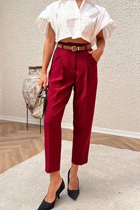 شلوار زرشکی زنانه پارچه trendalisse - کد 872736996