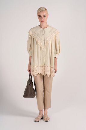 شلوار بژ زنانه پنبه ای GUNU - کد 872759506