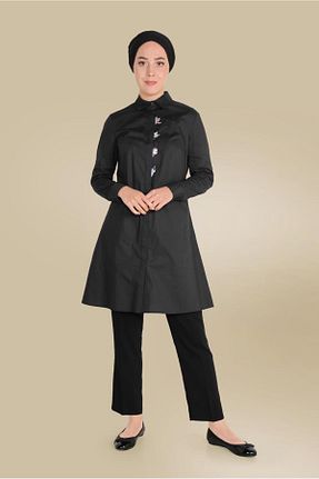 تونیک حجاب مشکی زنانه پنبه ای Alvina - کد 872833337