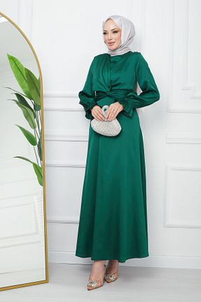 لباس مجلسی حجاب سبز زنانه یقه دوچرخه İmajButik - کد 802580330