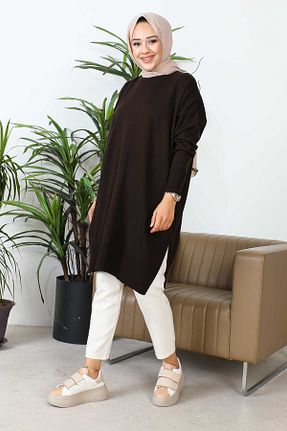 تونیک حجاب قهوه ای زنانه تریکو İmajButik - کد 767537394