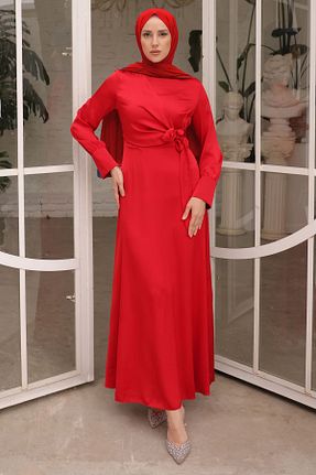 لباس مجلسی حجاب قرمز زنانه یقه ایستاده İmajButik - کد 802580719
