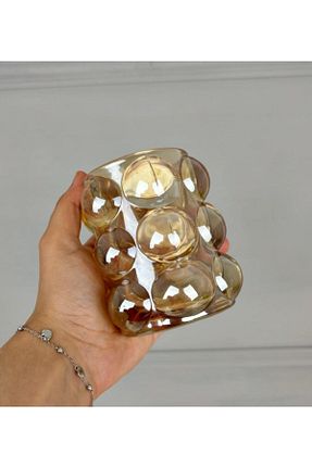 شمعدان و شمع گیر طلائی شیشه PEKİBU - کد 845599291