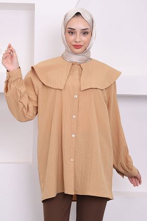 تونیک حجاب قهوه ای زنانه مخلوط پلی استر İmajButik - کد 852569422