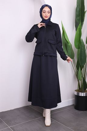 ست بالاتنه و پائین تنه حجاب سرمه ای زنانه رگولار İmajButik - کد 865505290