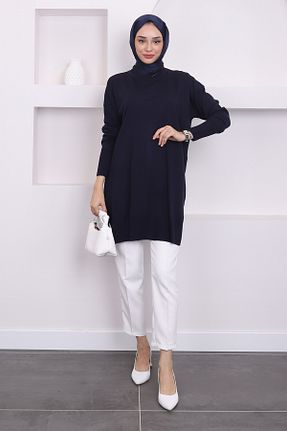تونیک حجاب سرمه ای زنانه مخلوط پلی استر İmajButik - کد 857927339